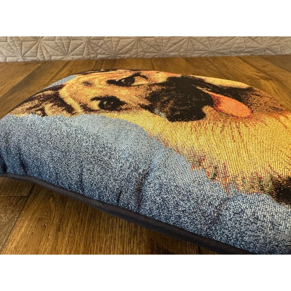 Vtg Linda Picken German Shepherd Dog Tapestry Pillow 16x12 Signed Pet Art Decor